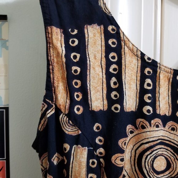 Passports Of Pier 1 Imports dress Small Aztec tribal print midi boho VINTAGE - Picture 3 of 11